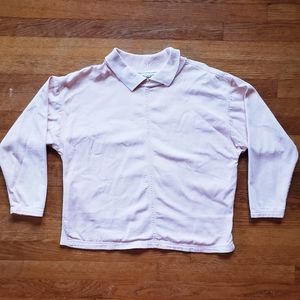 Vintage 80s Diane Von Furstenberg pale PEACH pink Cotton collar classic shirt M